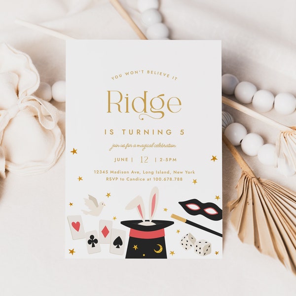 Magic Birthday Invitation Template Magician Magic Show Editable Digital Invitation Template Instant Download 697