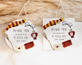 Wizard Favor Tag Witch Birthday Decor Favor Thank You Gift Tag Food Label Wizard Witch Birthday Printable Digital Template Corjl 623