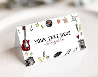 Rock Star Birthday Food Label Thank You Label Food Label Guitar Birthday Decor Digital Template Printable Corjl 757