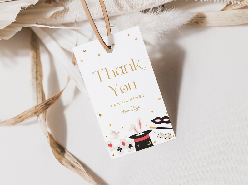 Magic Rabbit Thank You Tag Favor Tag Magician Magic Show Gift Tag Printable Corjl Template 697 image 1