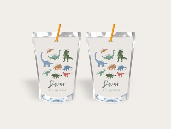 Modern Dinosaur Juice Pouch Labels Jurassic TRex Standard Capri Sun ...