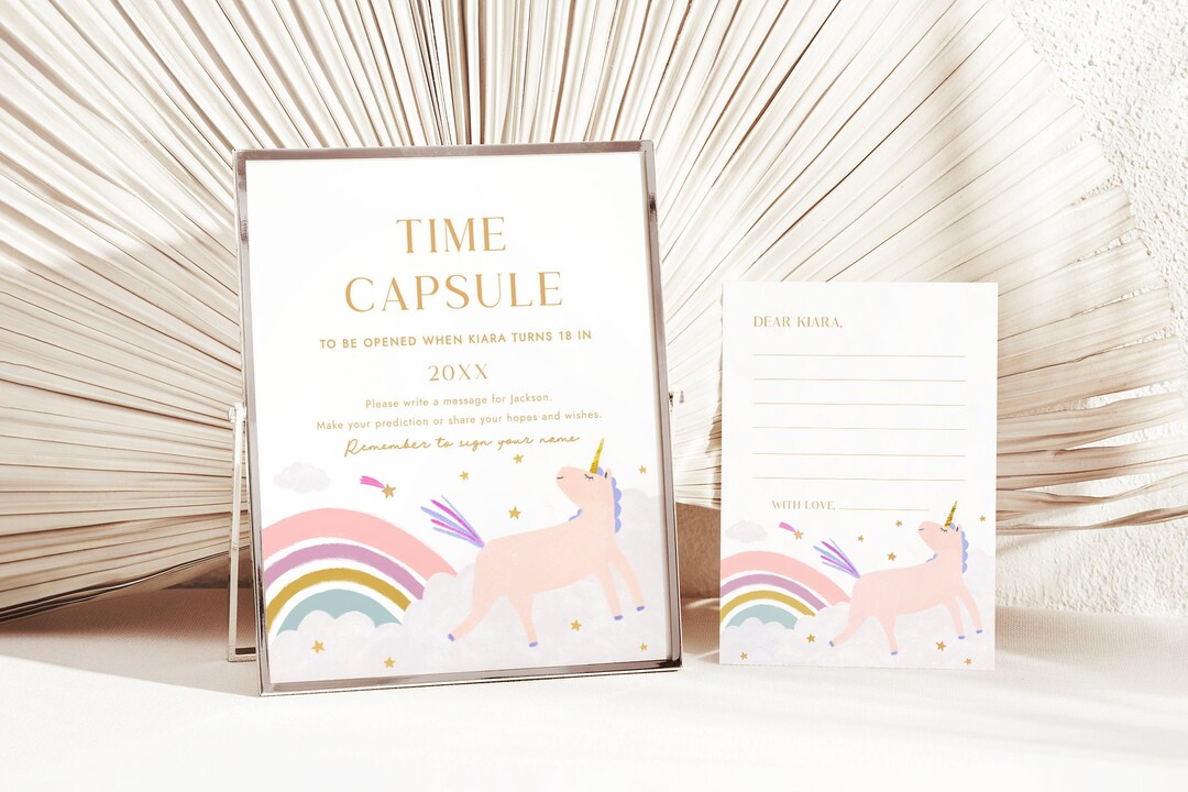 Pastel Rainbow Unicorn Time Capsule Birthday Game Magical Unicorn First ...