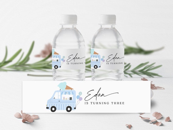 Editable Ice Cream Truck Water Bottle Label Bottle Wrapper Label Template Welcome Bag 576 Il_570xn