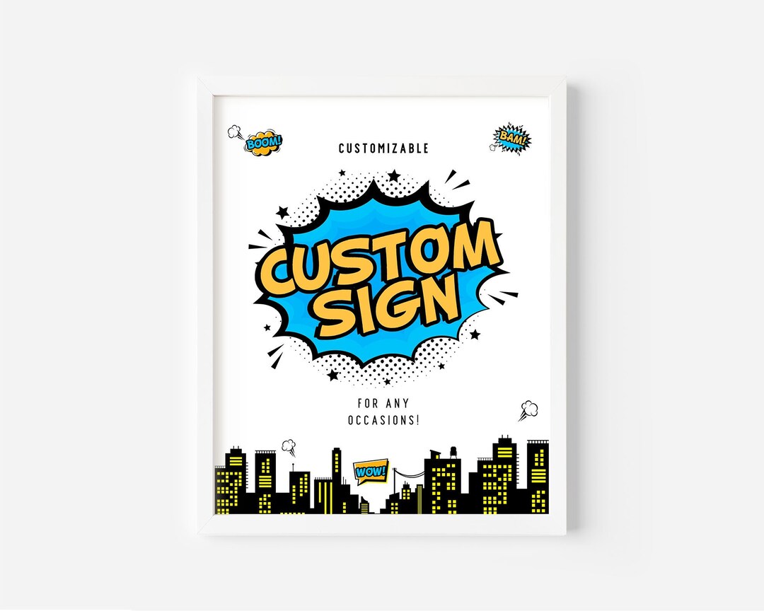 Superhero Custom Sign Superheroes Birthday Sign Custom Sign Party Sign ...
