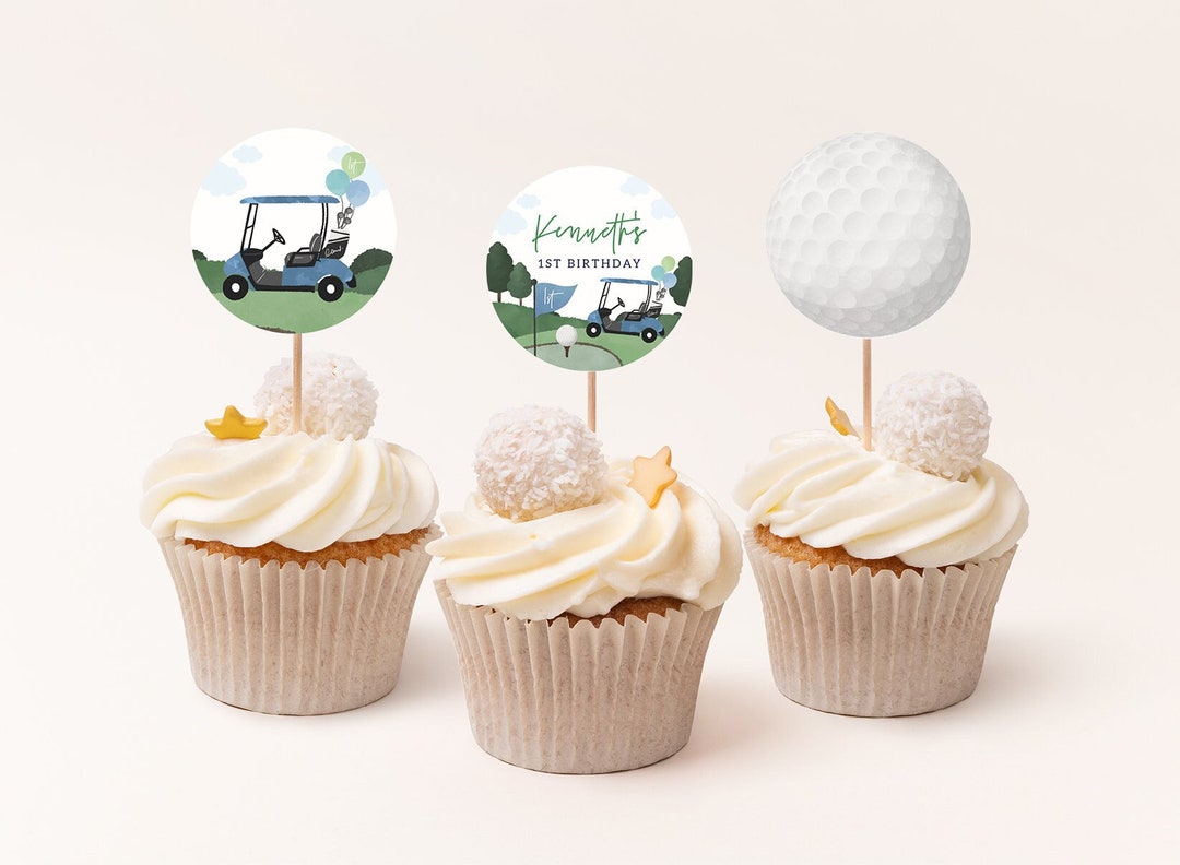 Course Topper Sticker Golf Birthday Cupcake Toppers Favor Tags Birthday Golf Course Sport ...