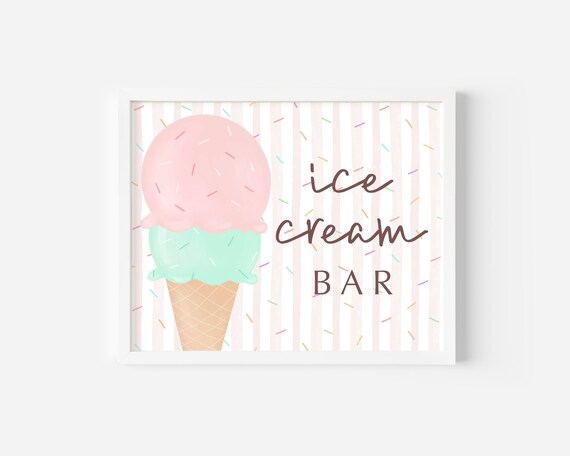 Ice Cream Bar Sign Modern Birthday Sign Instant Download Ice Cream ...