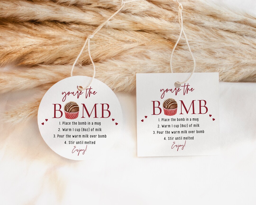 Editable Hot Chocolate Bomb Gift Tags Bomb Instructions Etsy