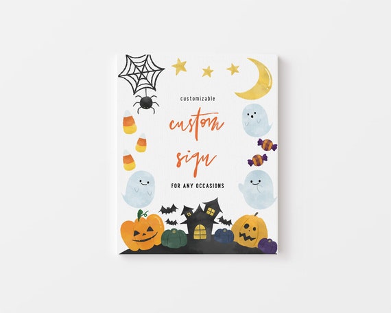 Halloween Custom Sign Birthday Party Hey Boo Custom Sign Birthday Printable Ghost Birthday Decor Corjl Template 622 Il_570xn