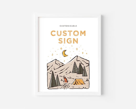 Camping Custom Sign Modern Birthday Decor Printable Wild Camping All ...