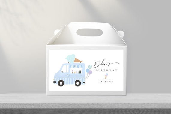 Ice Cream Truck Gable Box Label Favor Box Label Modern Birthday Digital PRINTABLE 576 Il_570xn