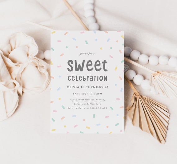 Sweet Celebration Sprinkle Birthday Invitation Pastel Baby Sprinkle Invitation Corjl Template 696 Il_570xn