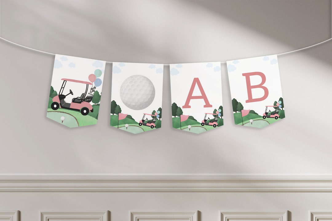 Editable Golf Happy Birthday Banner Golf Cart High Chair Banner ...