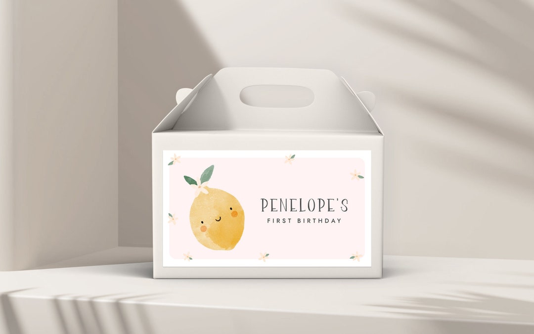 Editable Lemon Little Cutie Gable Box Cupcake Box Label Favor Box Label ...