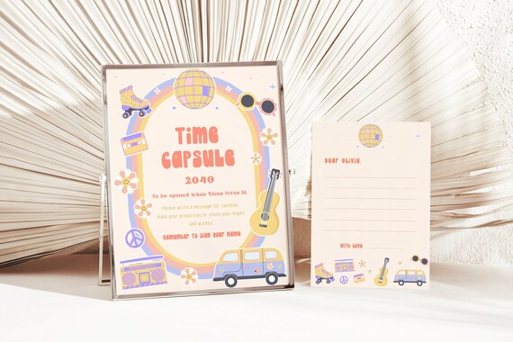 Retro Groovy Disco Party Time Capsule Birthday Game Disco Ball Retro Van Birthday Printable Corjl Template 693 Il_570xn