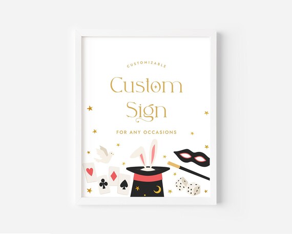 Editable Magic Birthday Custom Sign Magician Rabbit Birthday Birthday Decor Download 697 Il_570xn