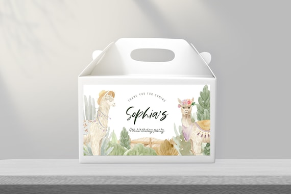 Editable Llama Gable Box Label Favor Box Label Alpaca Modern Birthday ...