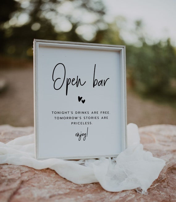 Instant Download Open Bar Sign Wedding Decor Printable Game Sign Corjl Template 587 Il_570xn
