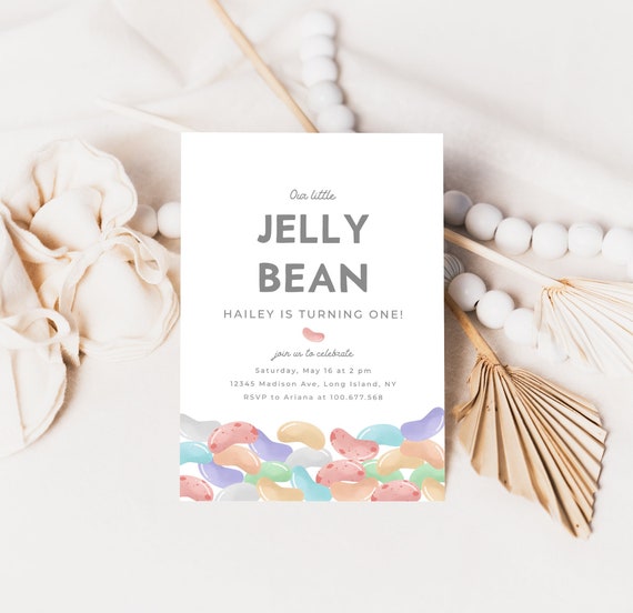 Jelly Bean Modern Birthday Invitation Little Jelly Bean Little Bean