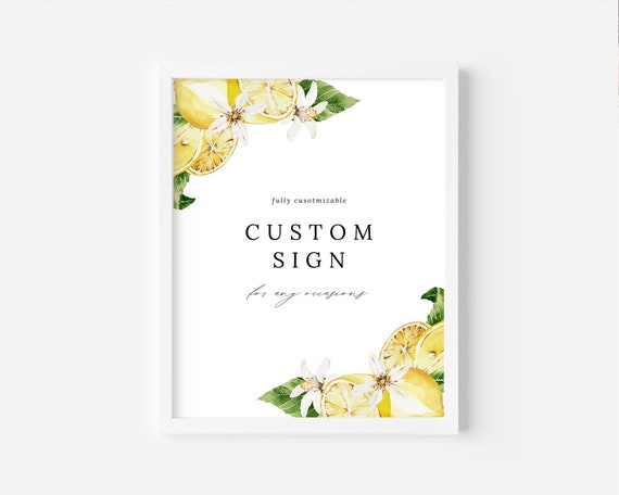 Editable Summer Lemon Custom Sign Printable Cute Lemonade Corjl ...