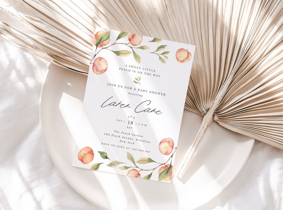 Editable A Little Sweet Peach Is On The way Baby Shower Invitation Party Invitation Corjl Template 551 Il_570xn
