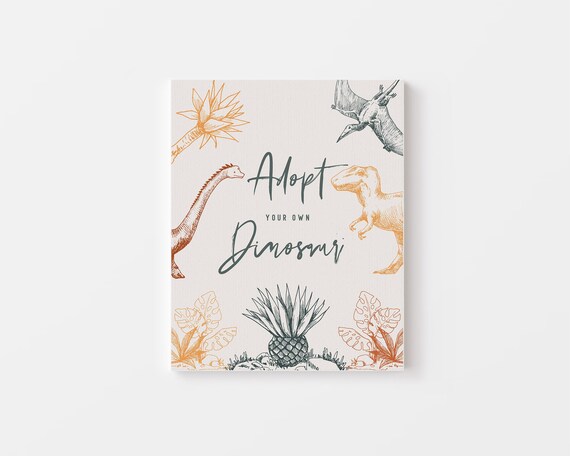 Instant Download Dinosaur Adopt a Dinosaur Sign Birthday Decor Jurassic ...