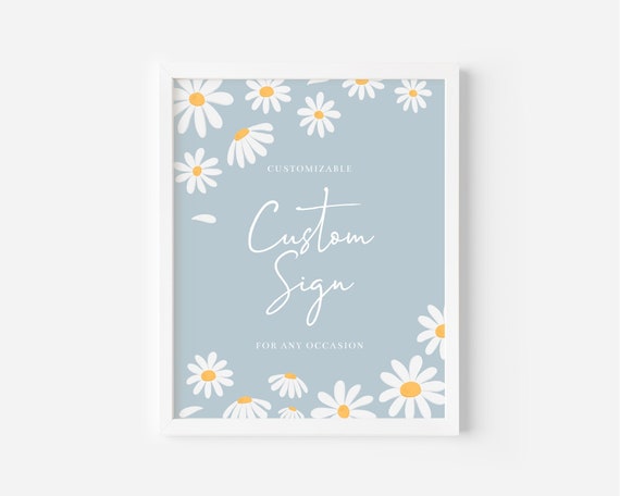 Editable or Instant Download Daisy Custom Sign Modern Birthday Decor Printable Cute Soft Pastel Corjl Template 403 Il_570xn