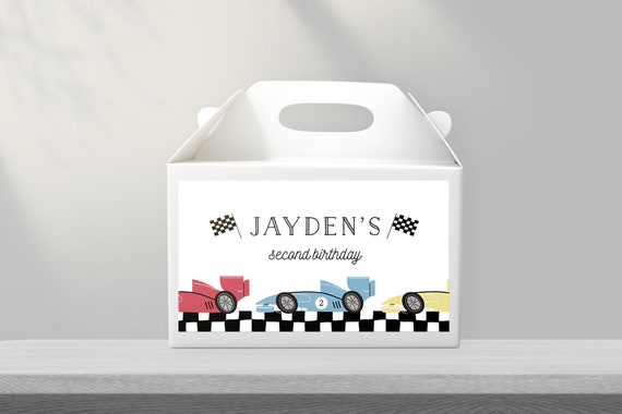 Racing Car Gable Box Label Favor Box Label Modern Birthday Digital PRINTABLE 438 Il_570xn