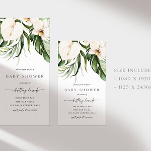 Evite Tropical Baby Shower Invitation Greenery Party Invitation Elegant Warm Corjl Template 536 image 3