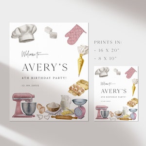 Baking Birthday Welcome Sign Cooking Birthday Sign Custom Sign - Etsy
