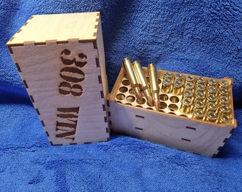 308 Winchester Ammo Ammunition Box Crate - Archivo cortado con láser - Para .308 Win Bullets