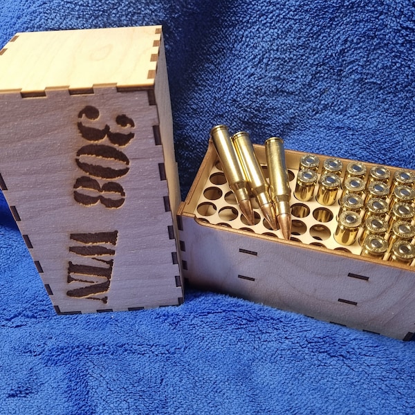 308 Winchester Ammo Ammunition Box Crate - Laser cut file - For .308 Win Bullets