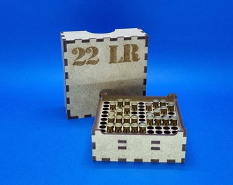 22 LR Ammo 100 Ammunition Box Crate - Laser cut file - For 22 LR Long Rifle Bullets 100