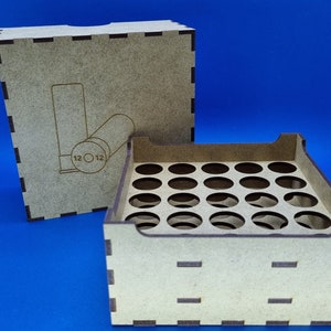 Cal. 12 Gauge - Doos voor Shotgun shells - Digitale Download - 70mm - 76mm - 89mm - 2.75" - 3" - 3.5" Shells - Lasergesneden bestand