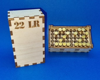 22 LR Ammo Ammunition Box Crate - Laser cut file - For 22 LR Long Rifle Bullets