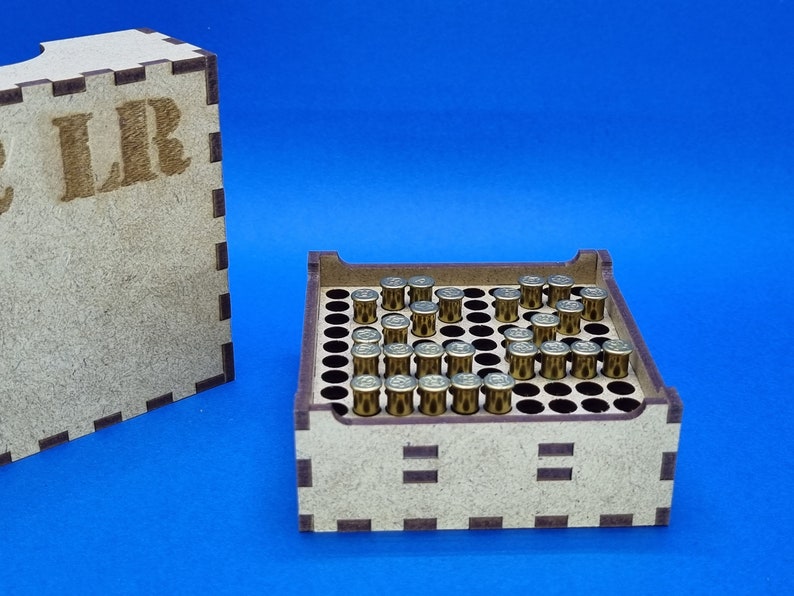 22 LR Ammo 100 Ammunition Box Crate Laser Cut File for 22 LR Long Rifle