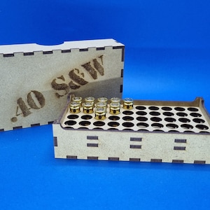 40 S&W Ammo Ammunition Box Crate - Archivo cortado con láser - Descarga de archivos digitales