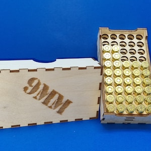 Caja de munición de 9 mm - Archivo cortado con láser - Para balas de 9 mm