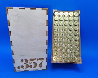 357 Magnum Ammo Ammunition Box Crate - Laser cut file - For .357 Magnum Bullets