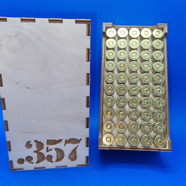 357 Magnum Ammo Ammunition Box Crate - Laser cut file - For .357 Magnum Bullets