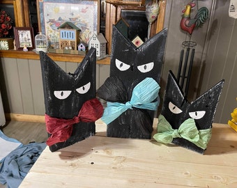 Black Wooden Cats