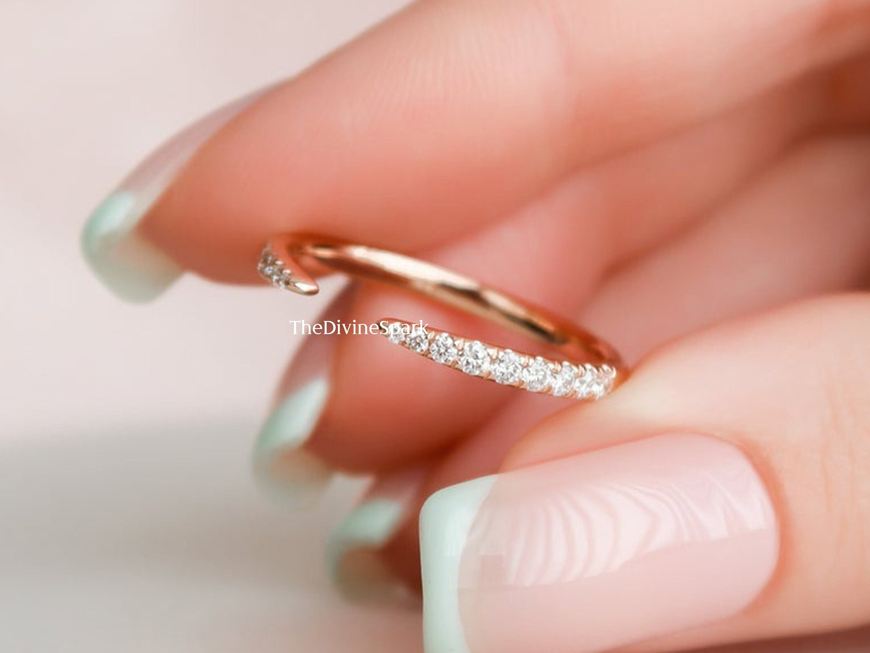 Open Wedding Band Gap Wedding Band Moissanite Wedding Band Etsy India