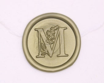 Floral Monogram Wax Seals, Self-Adhesive Wax Seal, Initial Peel and Stick Wax Seals, Seal for Invitations, Wedding