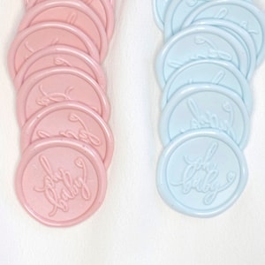 Sellos de cera "Oh Baby", sellos de cera para baby shower, sellos de cera autoadhesivos, sellos de cera dorados, sellos para invitaciones, baby shower, revelación de género