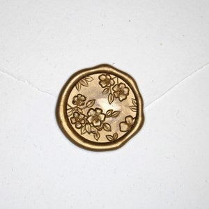 Sellos de cera de jardín floral, sello de cera mínimo, sello de cera autoadhesivo, sello de cera de oro, novia de bricolaje, sello para invitaciones, boda