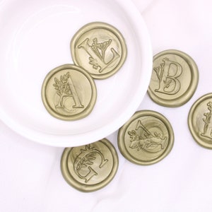 Floral Monogram Wax Seals, Self-Adhesive Wax Seal, Initial Peel and Stick Wax Seals, Seal for Invitations, Wedding