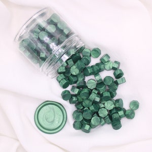 Pine Green Sealing Wax Beads, Sealing Wax Beads in a Bottle - 100 Pieces, Wax Beads, Wax for Wax Seals