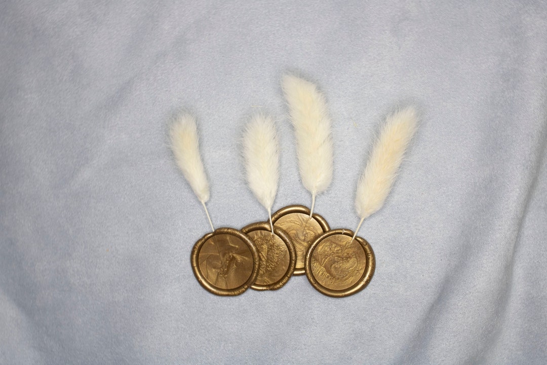 White Bunny Tail Wax Seals, Flower Wax Seal, Self Adhesive Wax Seal