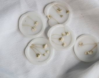 Baby&#39;s Breath Wax Seals, Flower Wax Seal, Self Adhesive Wax Seal, Dry Floral Wax Seal, DIY Bride, Seal for Invitations, Wedding