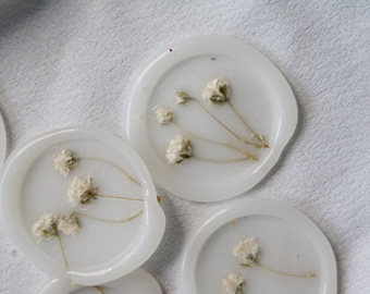Baby&#39;s Breath Wax Seals, Flower Wax Seal, Self Adhesive Wax Seal, Dry Floral Wax Seal, DIY Bride, Seal for Invitations, Wedding
