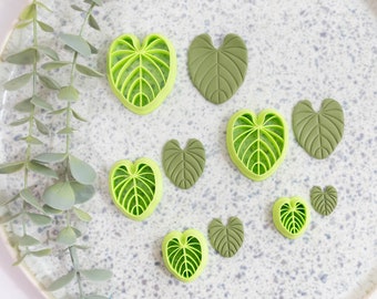 Polymer Clay Cutter, Philodendron Leaf Shape Clay Cutters, 3D Printed Clay Cutter, Embossing Clay Cutter: Philodendron Leaf Cutters 5 sizes